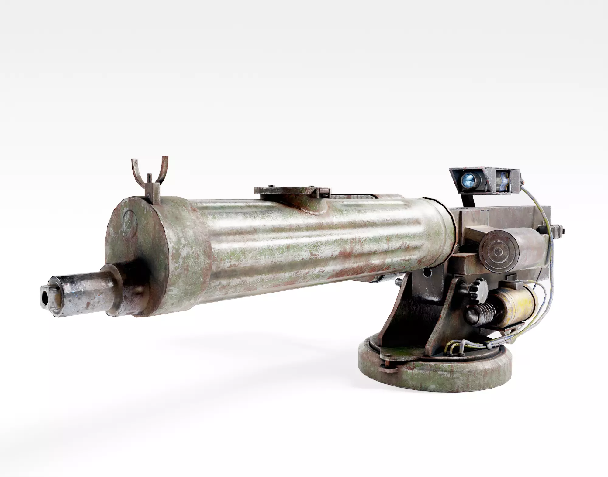 Machinegun  post-apocalypse turret Maxim  da1 rf1 Low-poly 3D model_0
