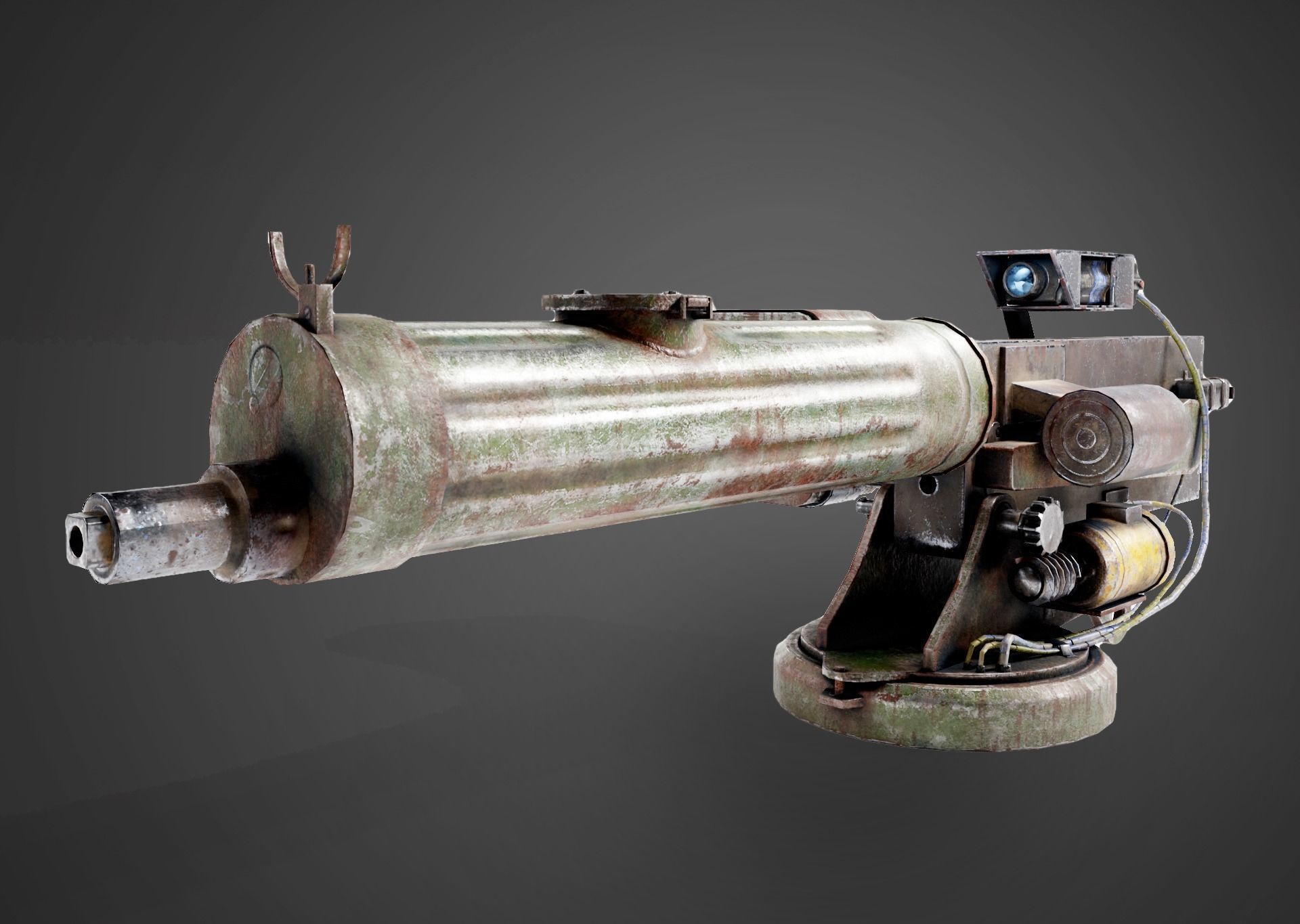 Machinegun  post-apocalypse turret Maxim  da1 rf1 Low-poly 3D model_1