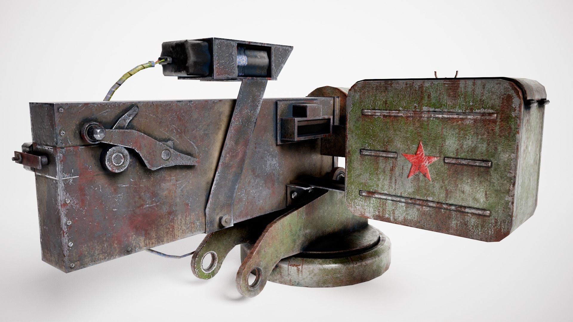 Machinegun  post-apocalypse turret Maxim  da1 rf1 Low-poly 3D model_5