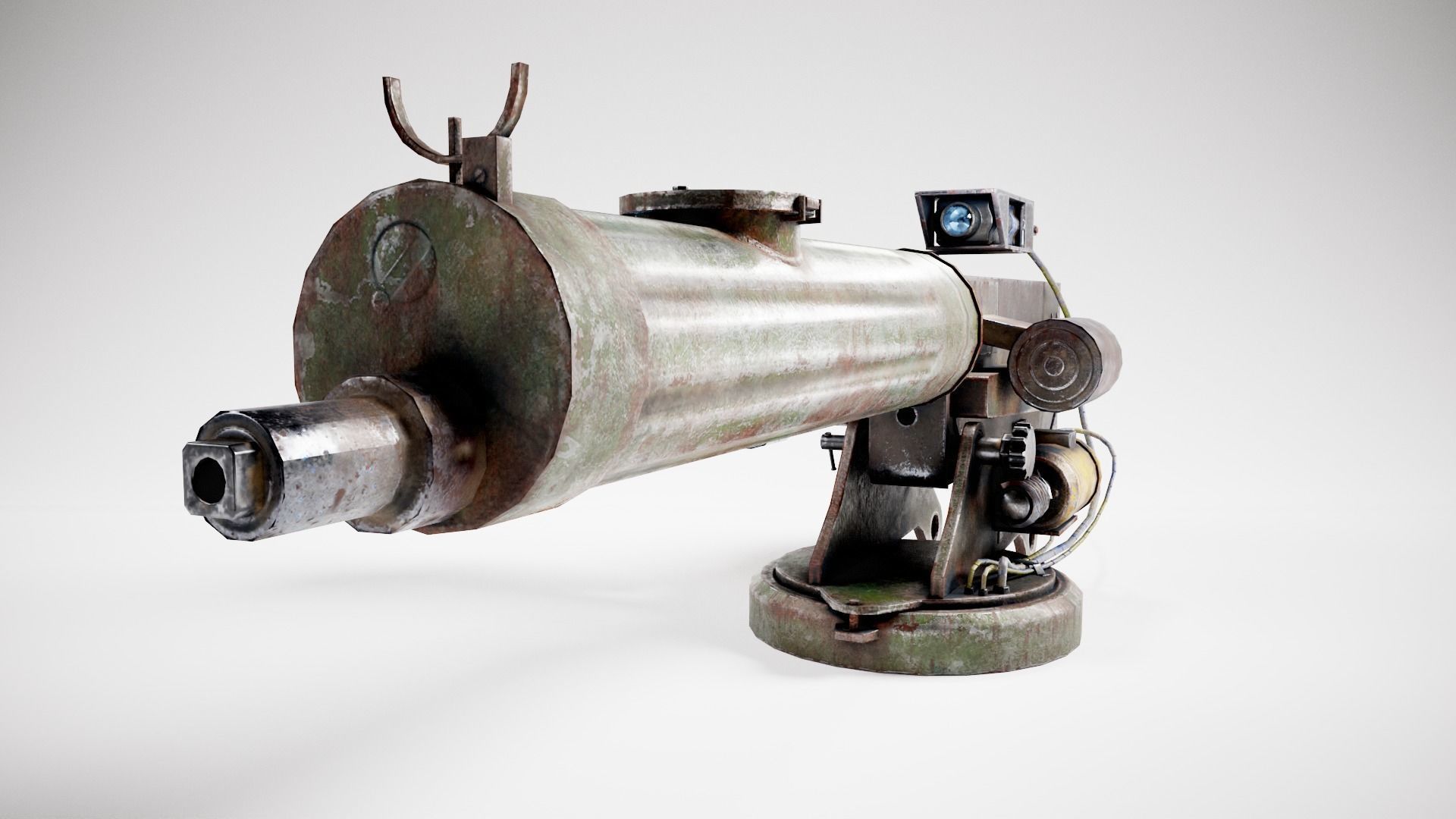 Machinegun  post-apocalypse turret Maxim  da1 rf1 Low-poly 3D model_3