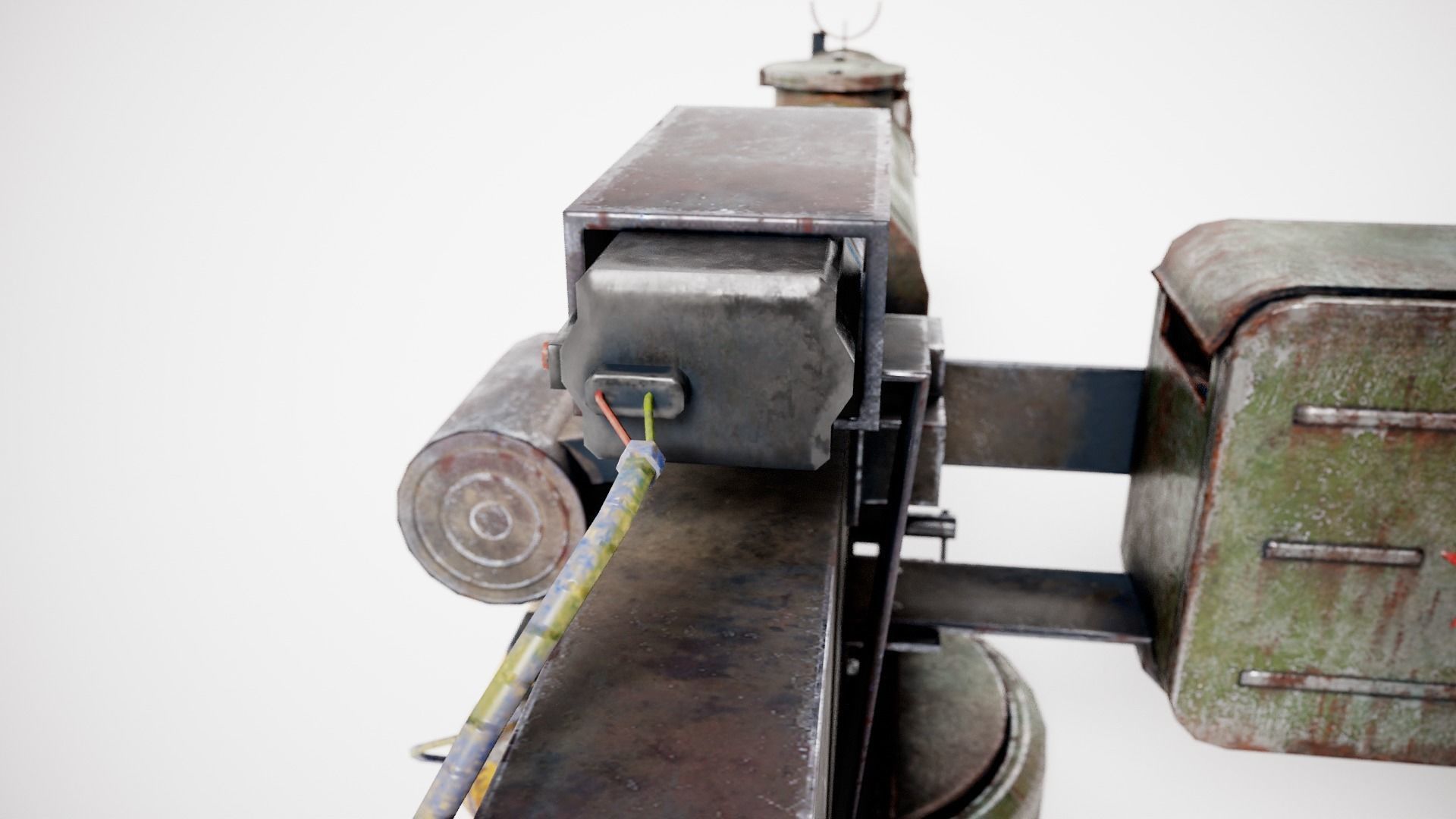 Machinegun  post-apocalypse turret Maxim  da1 rf1 Low-poly 3D model_13