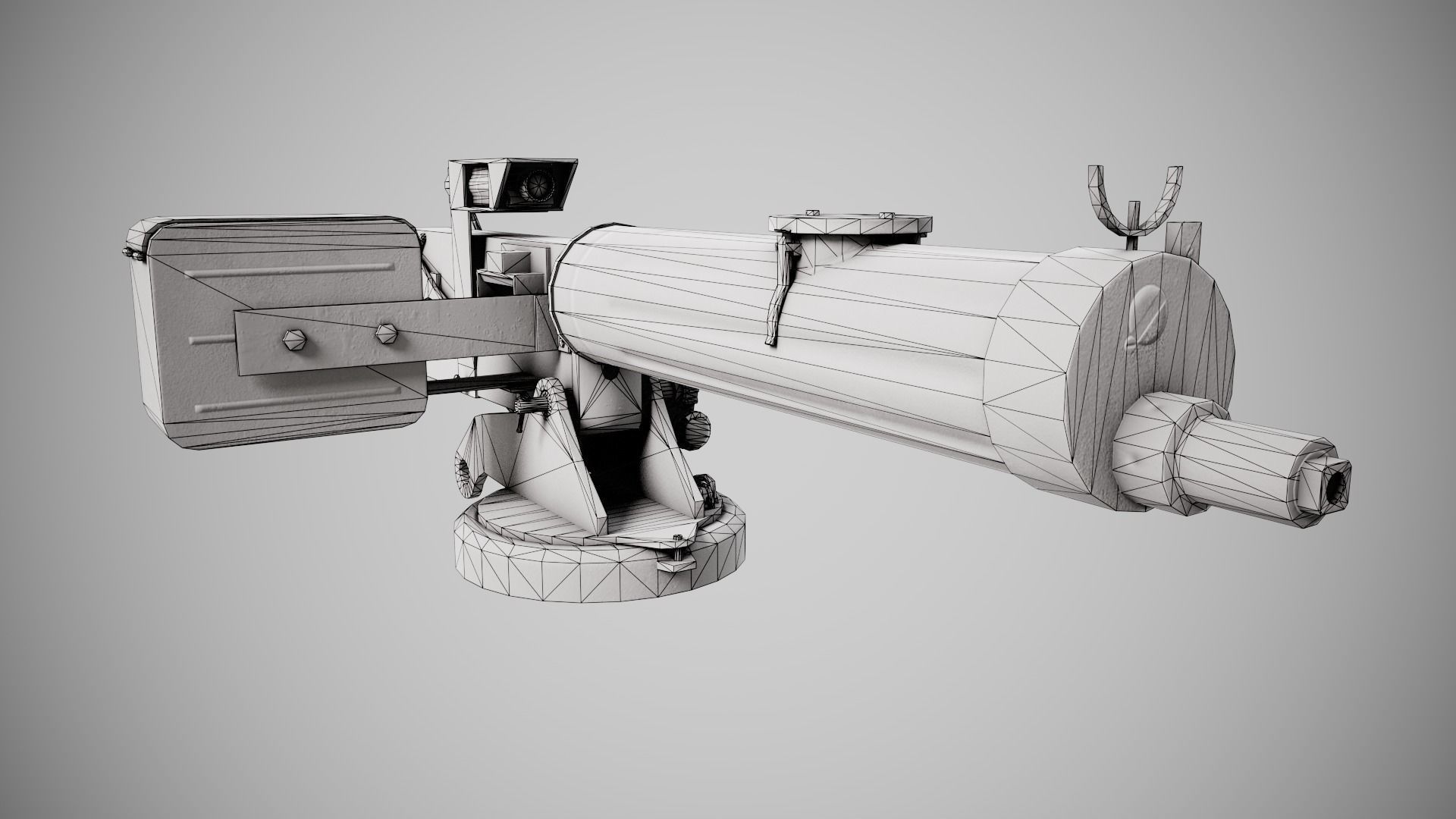 Machinegun  post-apocalypse turret Maxim  da1 rf1 Low-poly 3D model_21