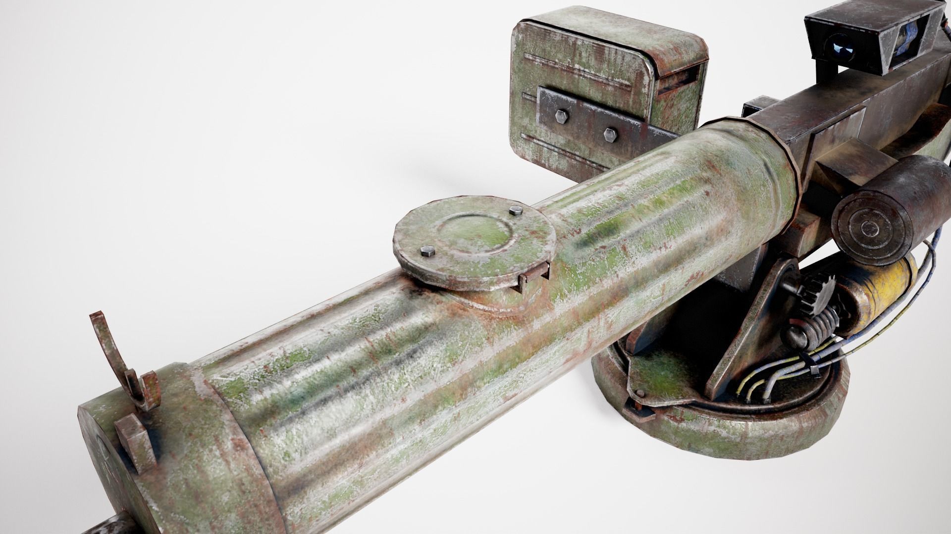 Machinegun  post-apocalypse turret Maxim  da1 rf1 Low-poly 3D model_15