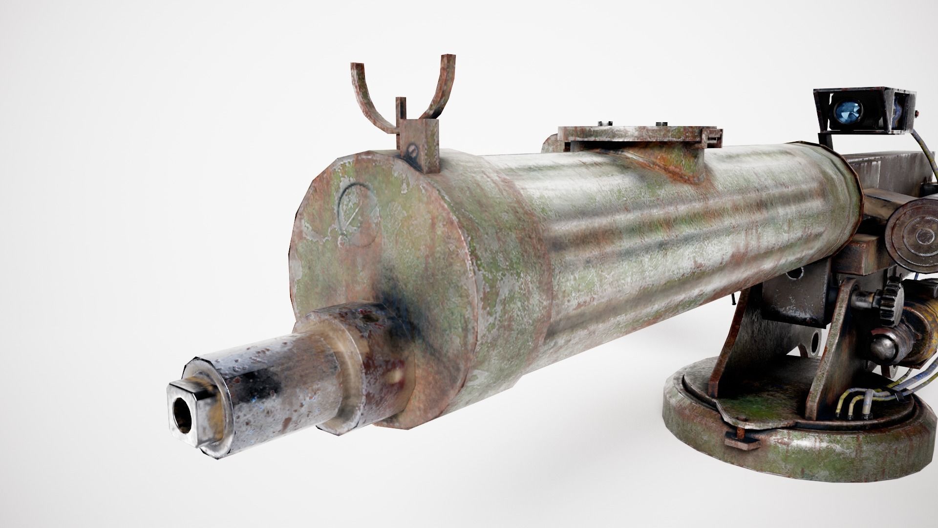 Machinegun  post-apocalypse turret Maxim  da1 rf1 Low-poly 3D model_9