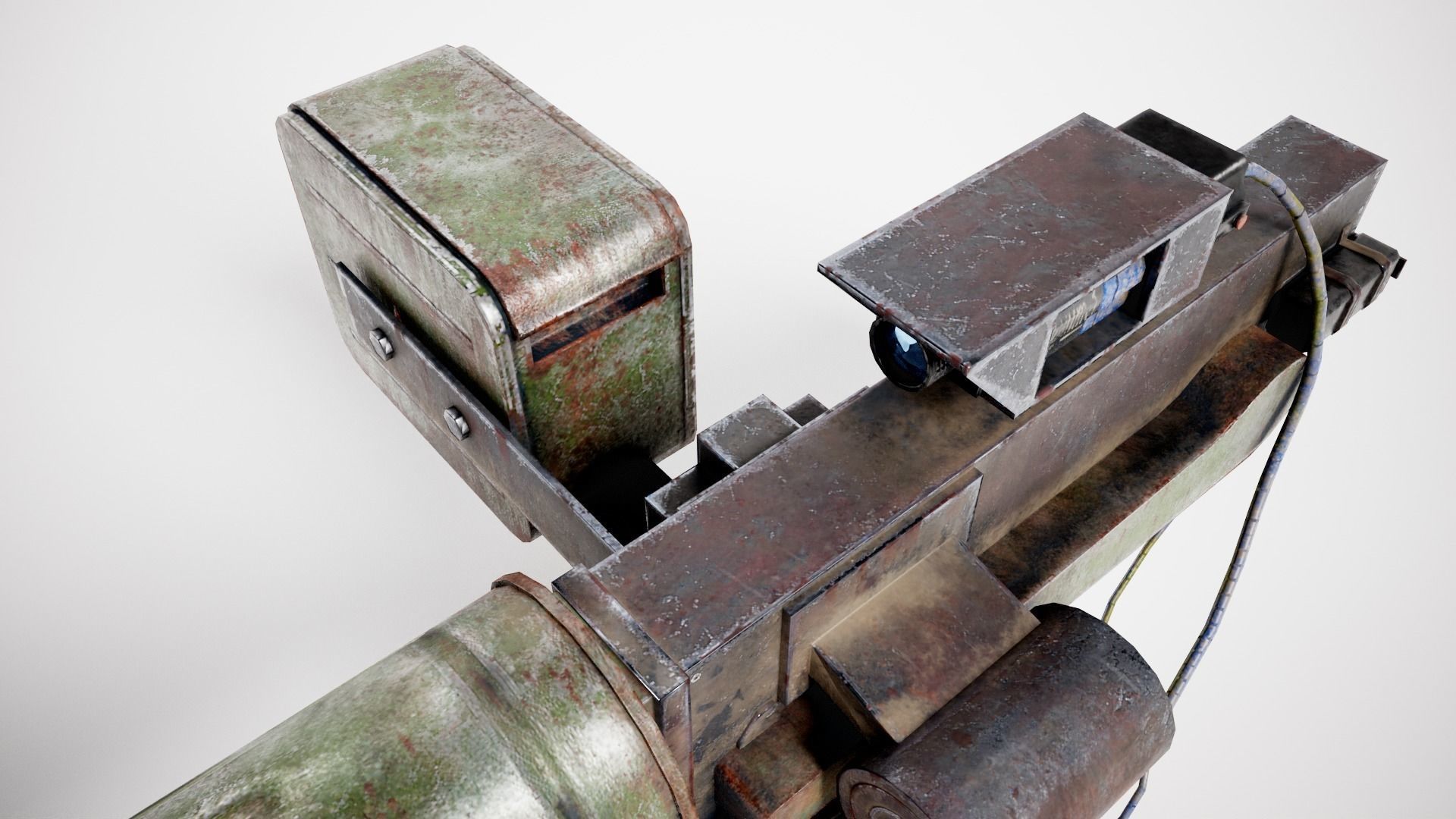 Machinegun  post-apocalypse turret Maxim  da1 rf1 Low-poly 3D model_12