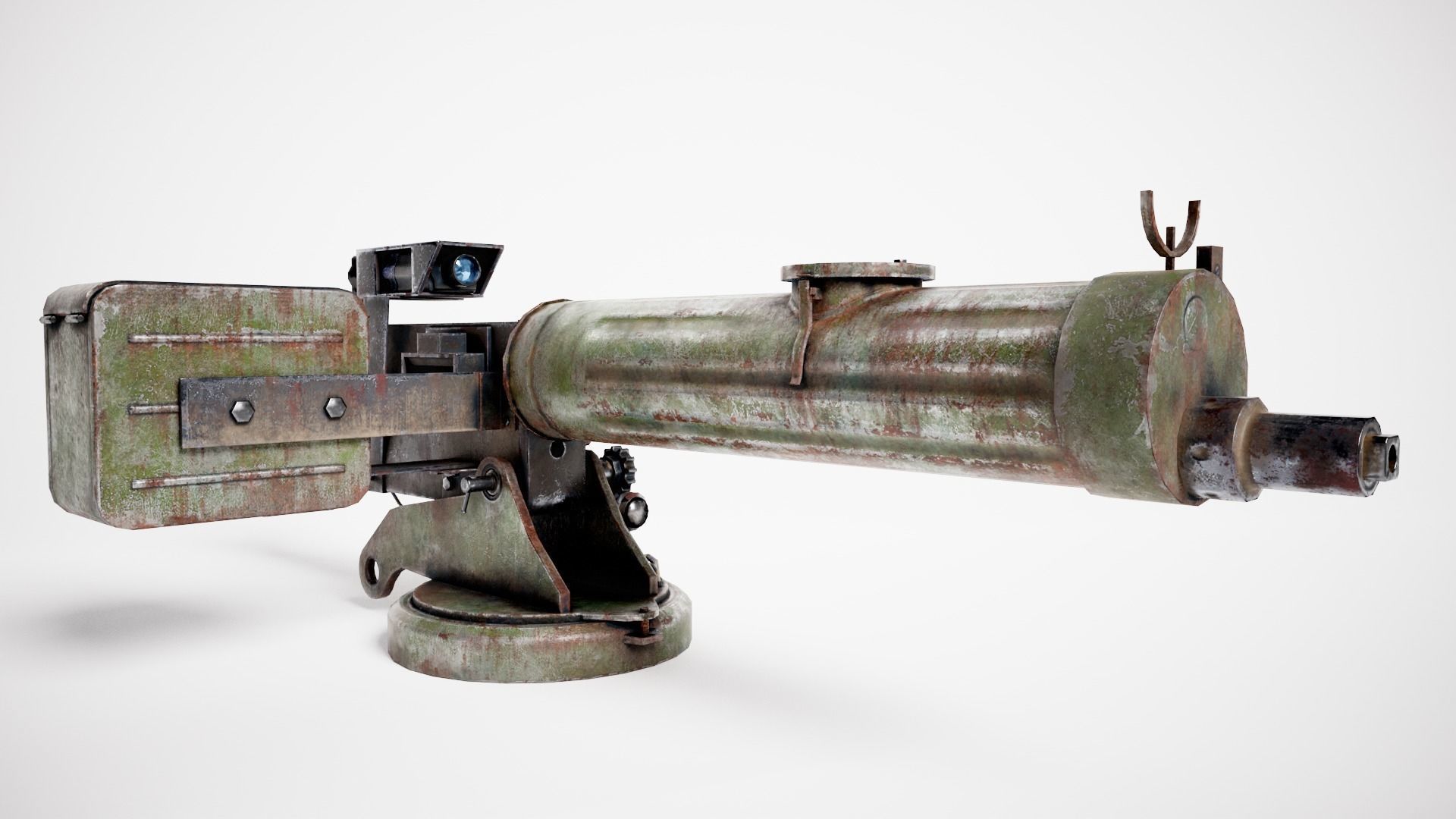 Machinegun  post-apocalypse turret Maxim  da1 rf1 Low-poly 3D model_4