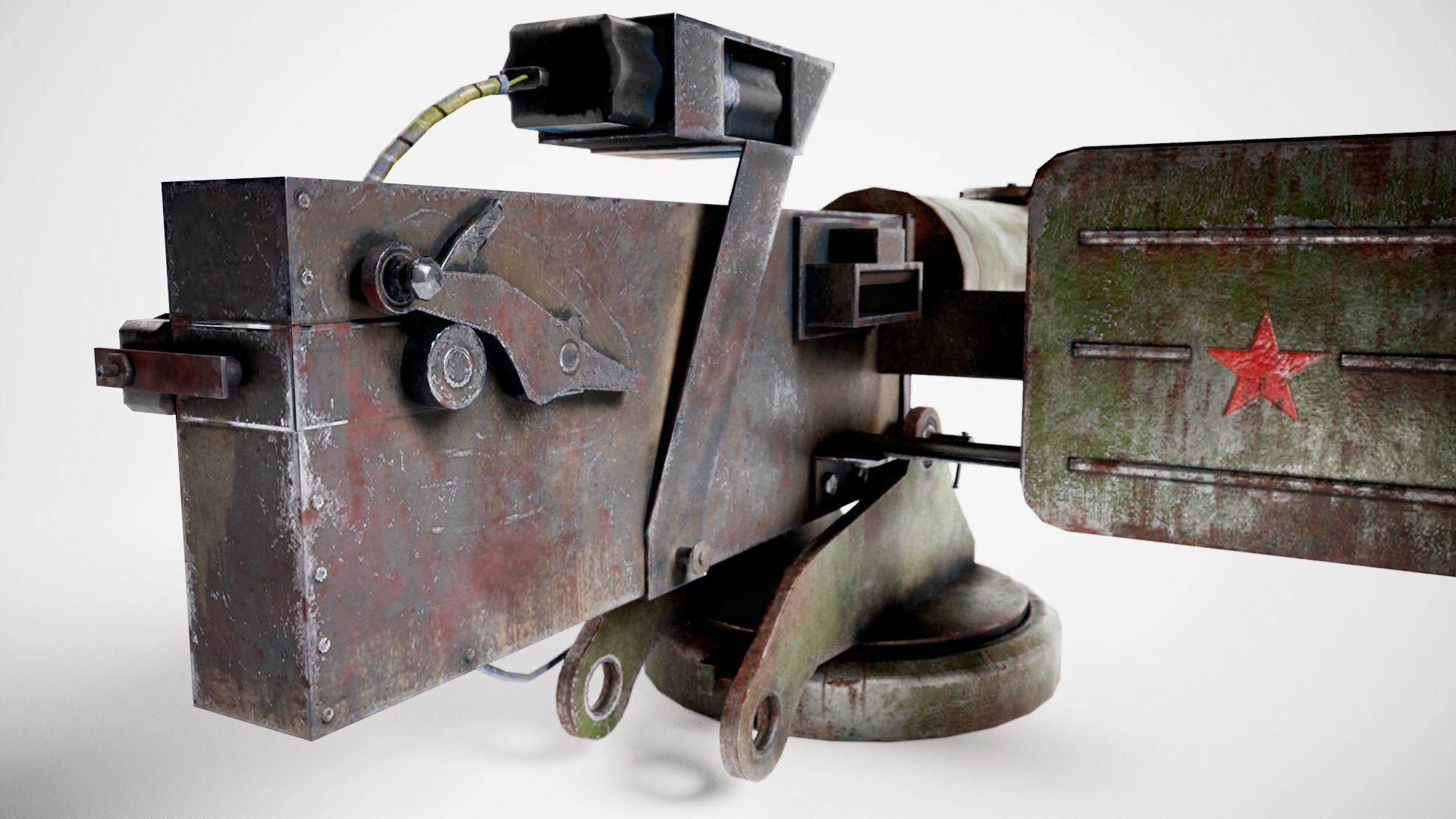 Machinegun  post-apocalypse turret Maxim  da1 rf1 Low-poly 3D model_16