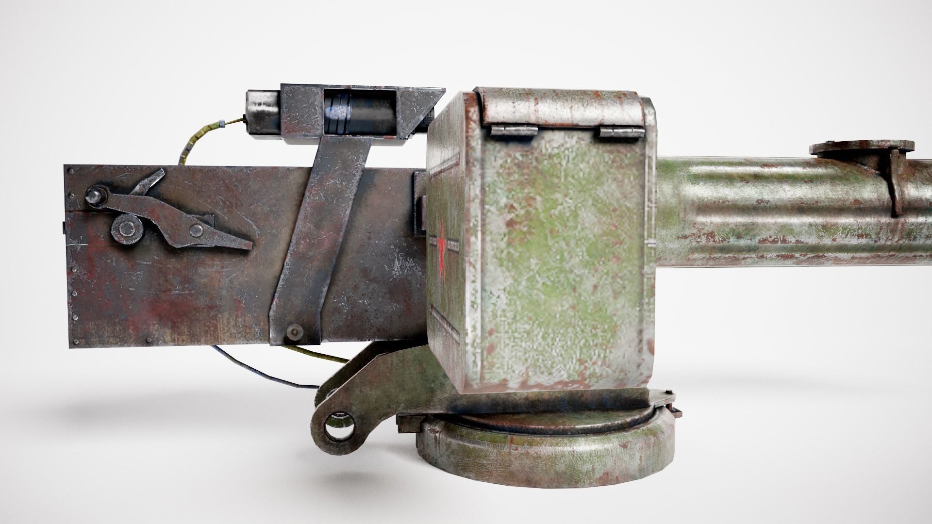 Machinegun  post-apocalypse turret Maxim  da1 rf1 Low-poly 3D model_6