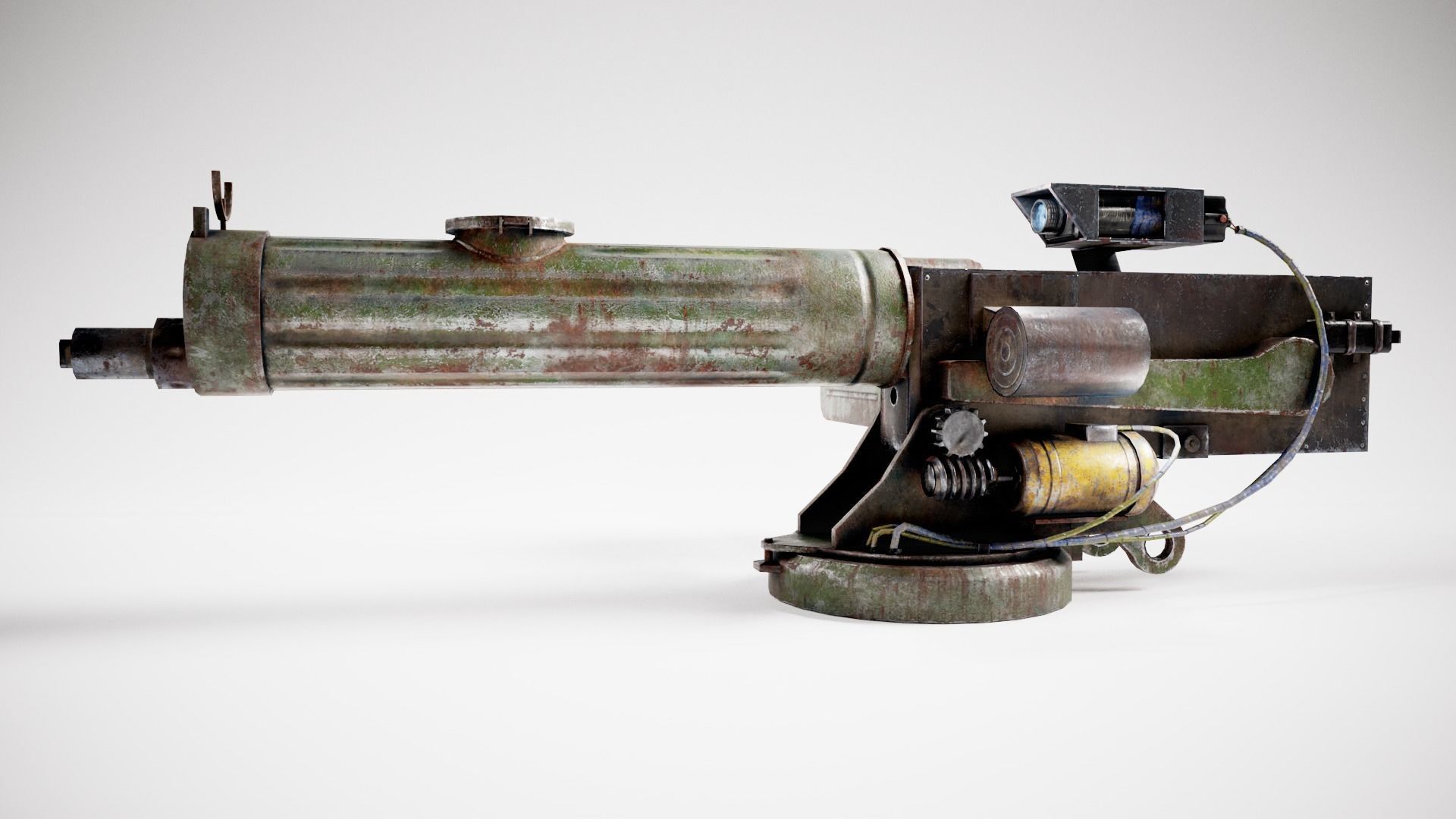 Machinegun  post-apocalypse turret Maxim  da1 rf1 Low-poly 3D model_2