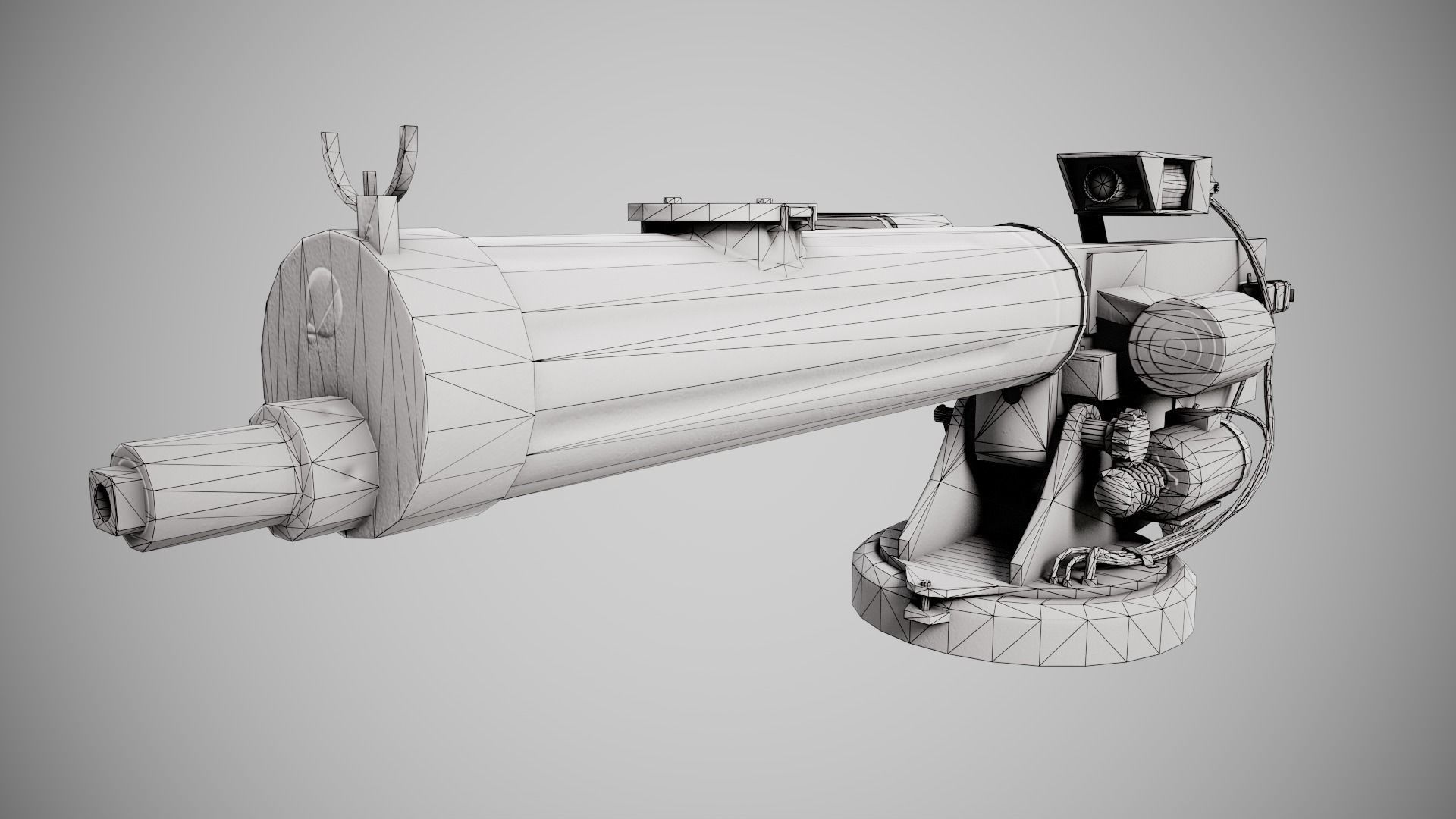 Machinegun  post-apocalypse turret Maxim  da1 rf1 Low-poly 3D model_20