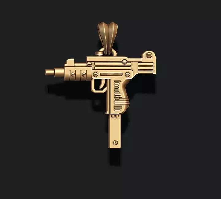 automat gun pendant 3D print model_0