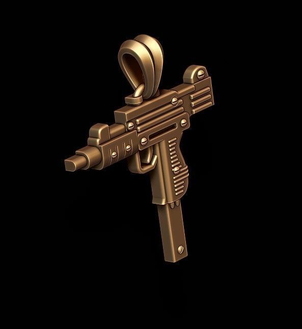 automat gun pendant 3D print model_4