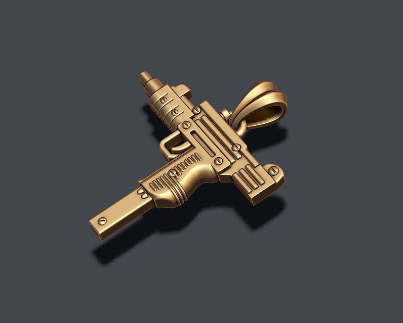 automat gun pendant 3D print model_1