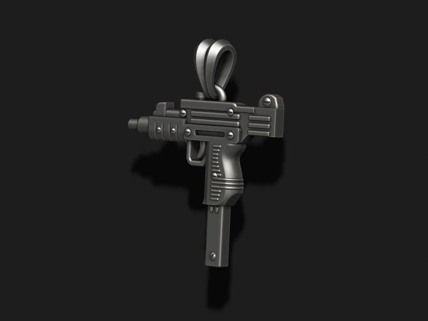 automat gun pendant 3D print model_2