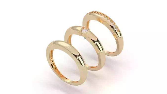 3 Model Ring three set gold