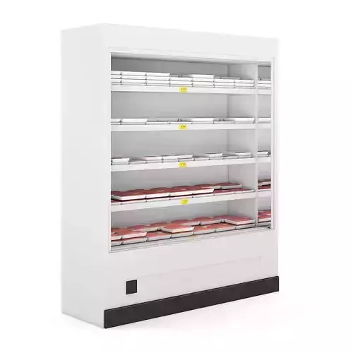 Refrigerator display case with shelves