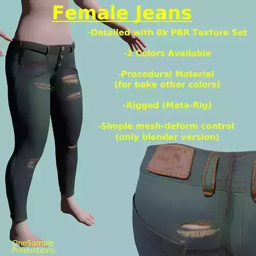 Detailed Female Jeans Textured PBR 8k Game Ready