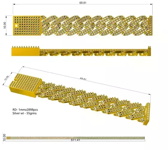 Cuban Link Diamond Chain Design 3D print model