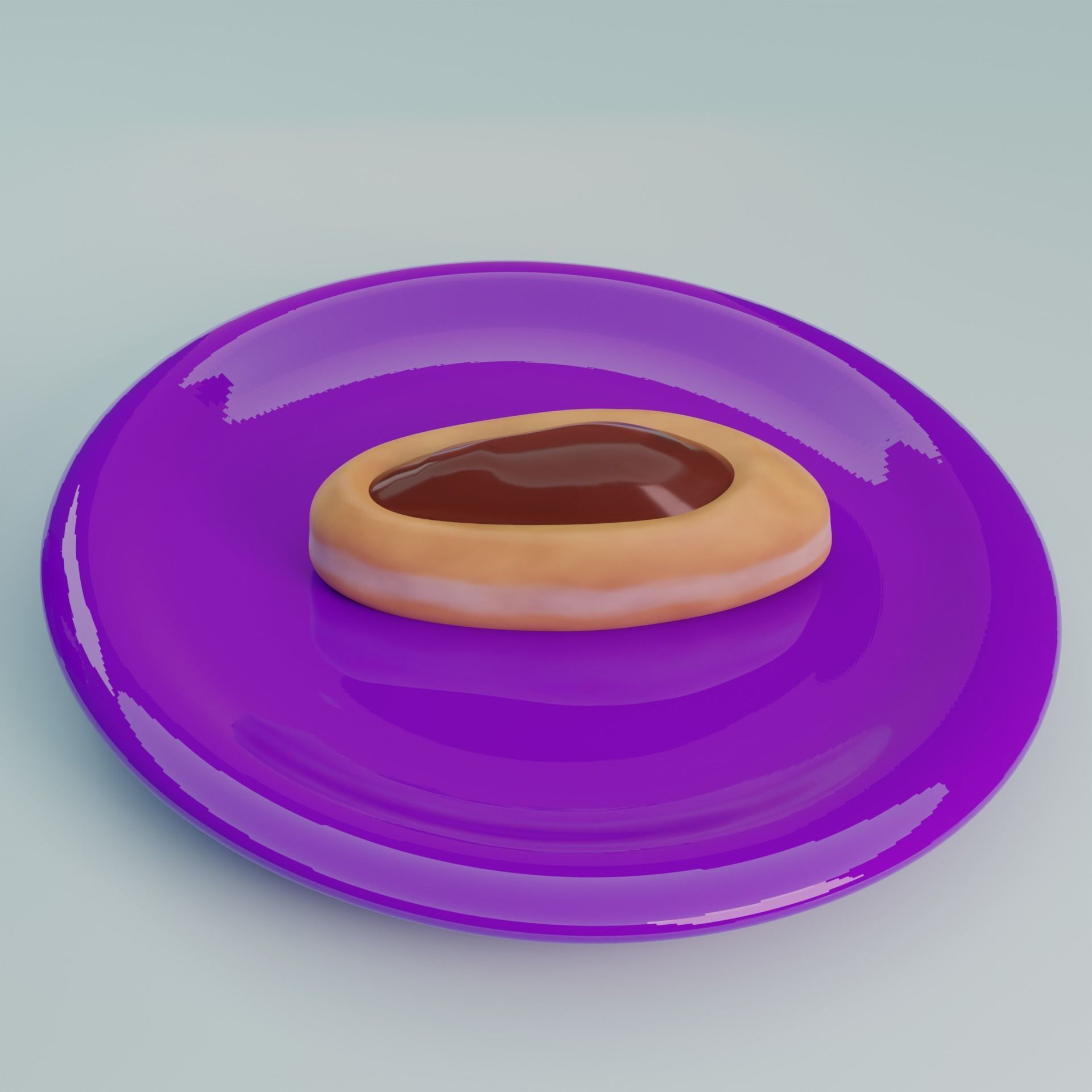 dessert donut on plate 3D model_4