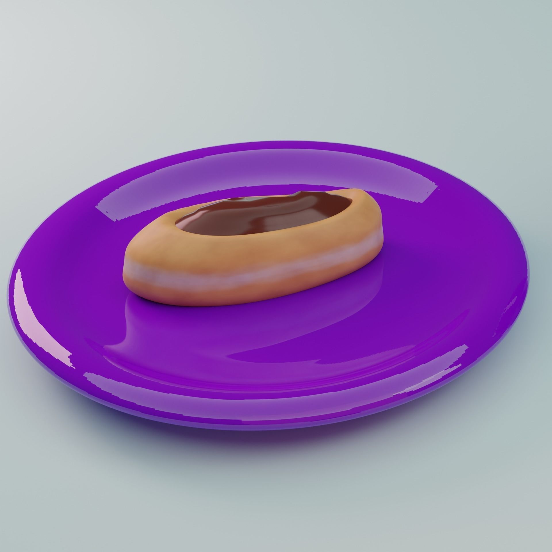 dessert donut on plate 3D model_1
