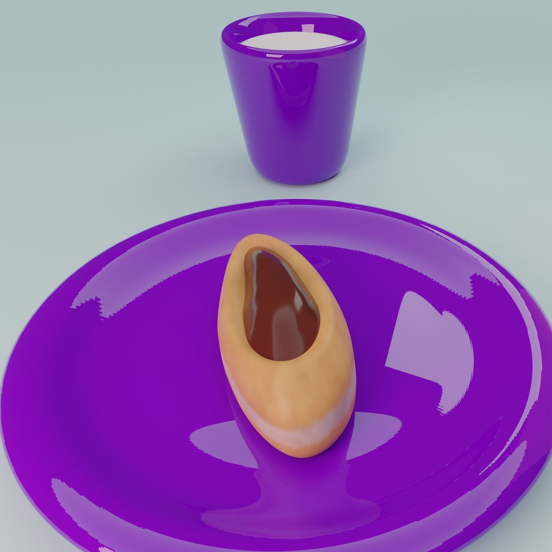 dessert donut on plate 3D model_3