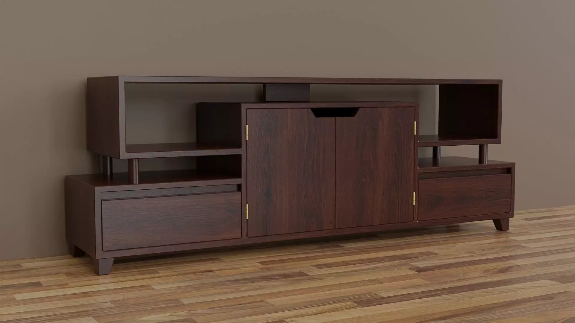 Wooden stand for multimedia 1 Low-poly 3D model
