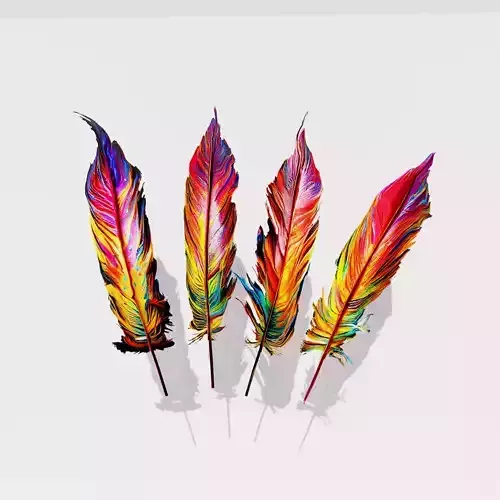 Colorful Feathers  Low-poly 3D model