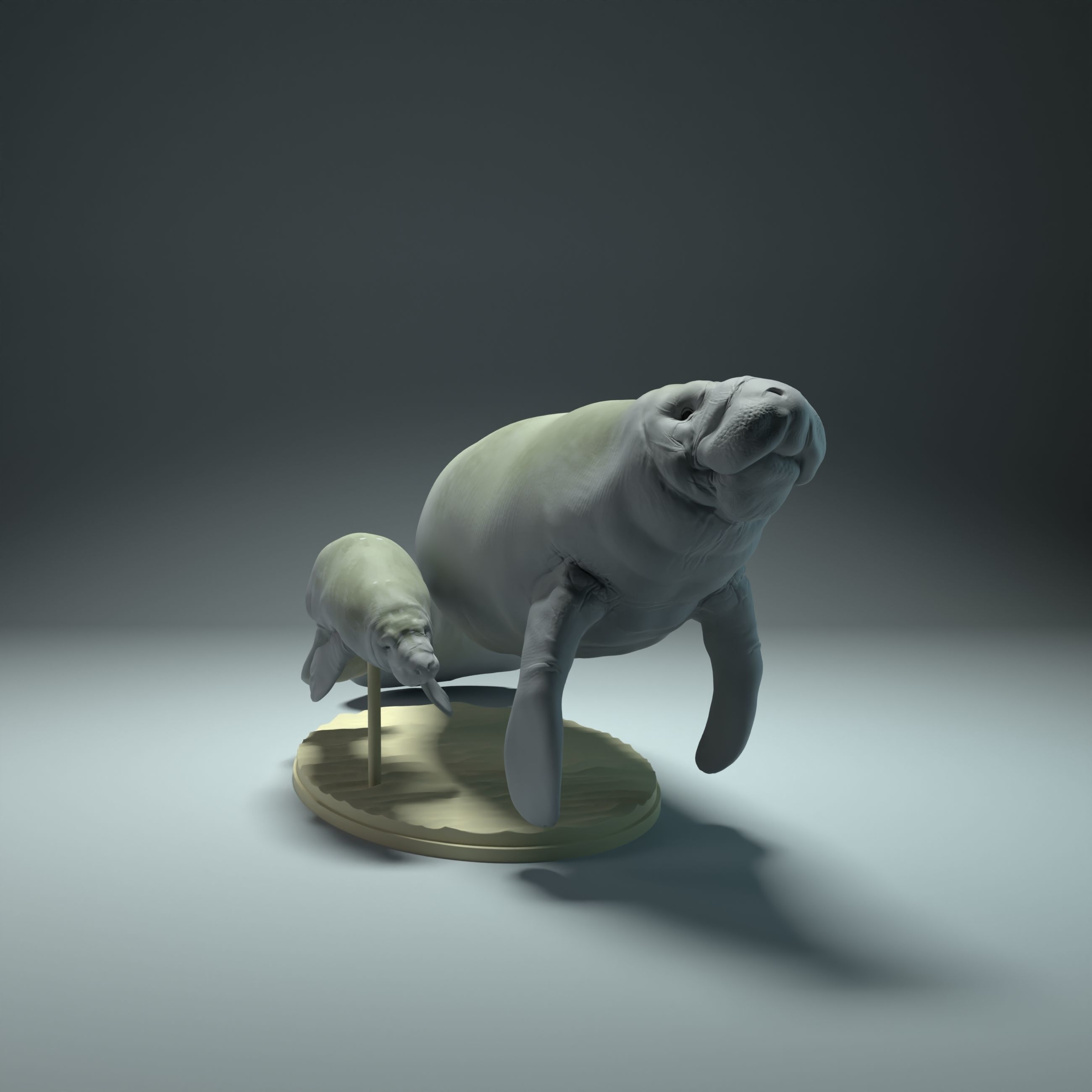 Manatee with Calf  3D print model_1