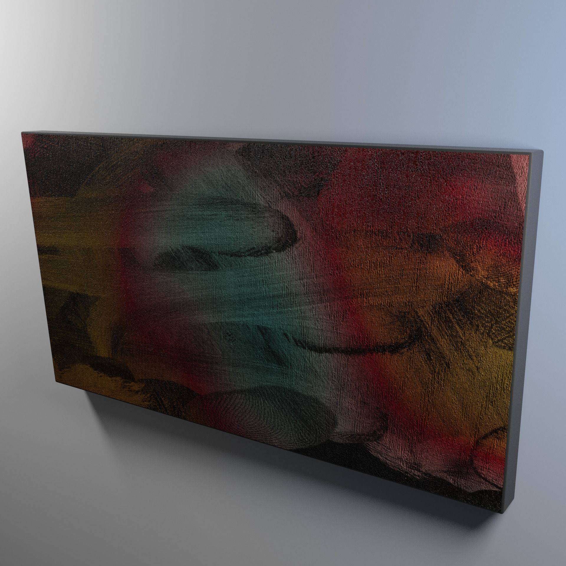 painting 2 abstract hanging on wall 3D model_4