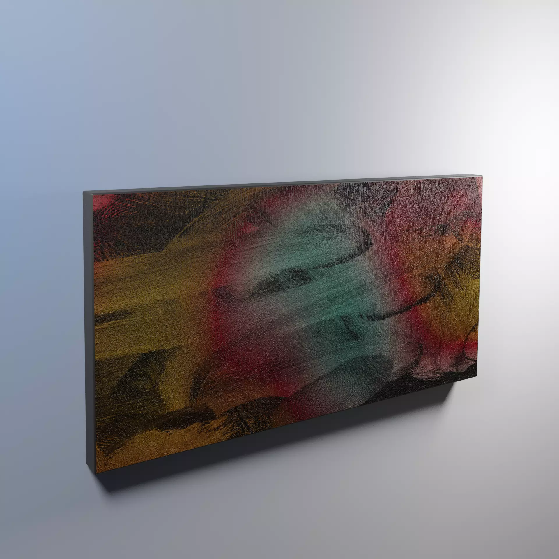 painting 2 abstract hanging on wall 3D model_0