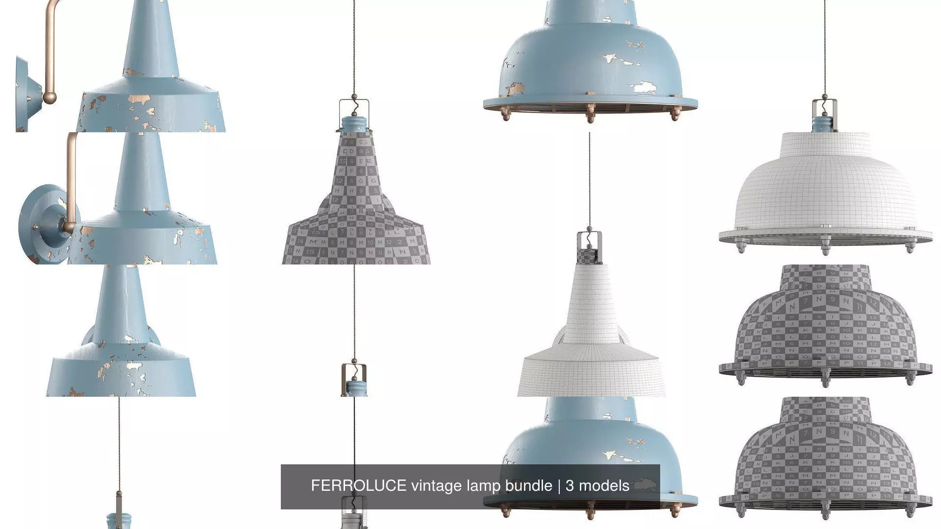 FERROLUCE vintage lamp bundle 3D Model Collection_0