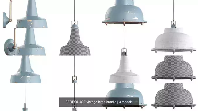 FERROLUCE vintage lamp bundle 3D Model Collection
