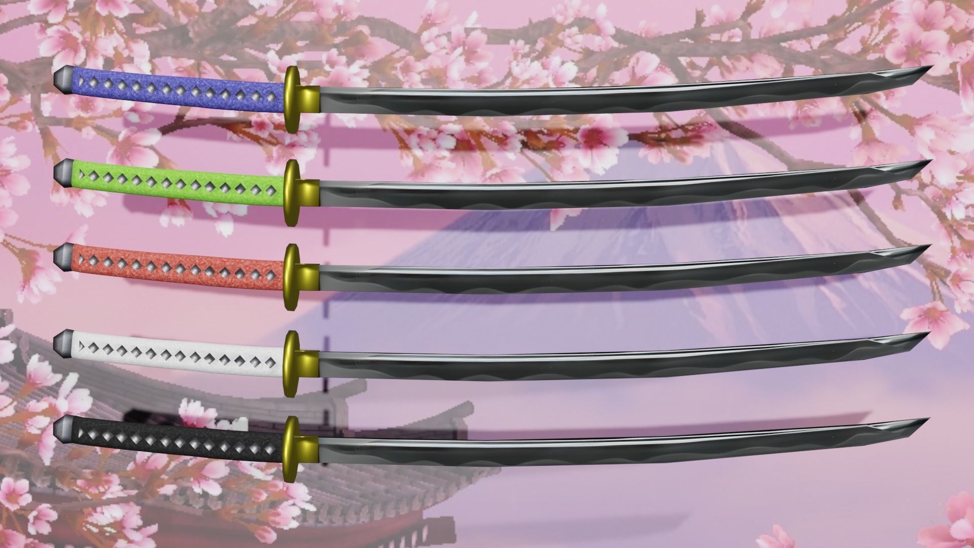 LOW POLY KATANA PACK Low-poly 3D model_1