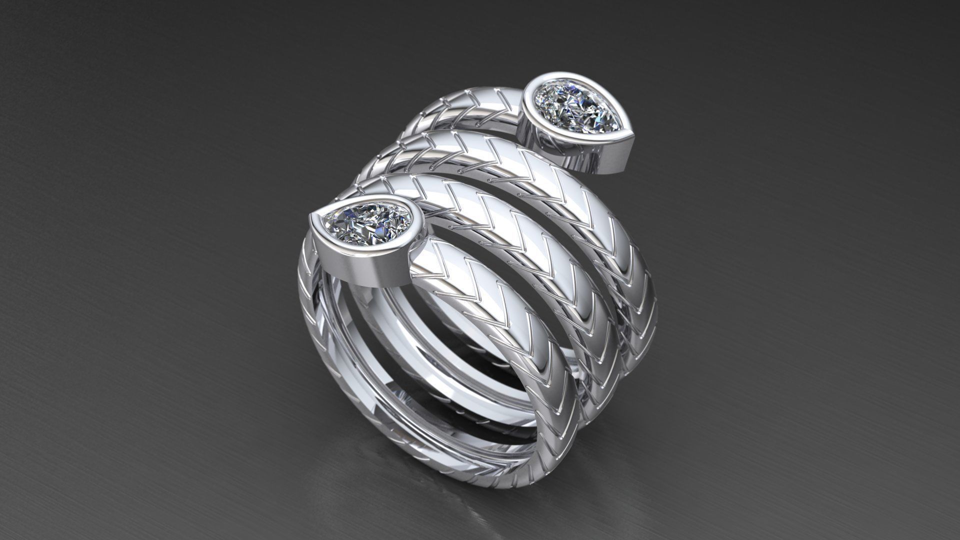 twisted snake ring 3D print model_4