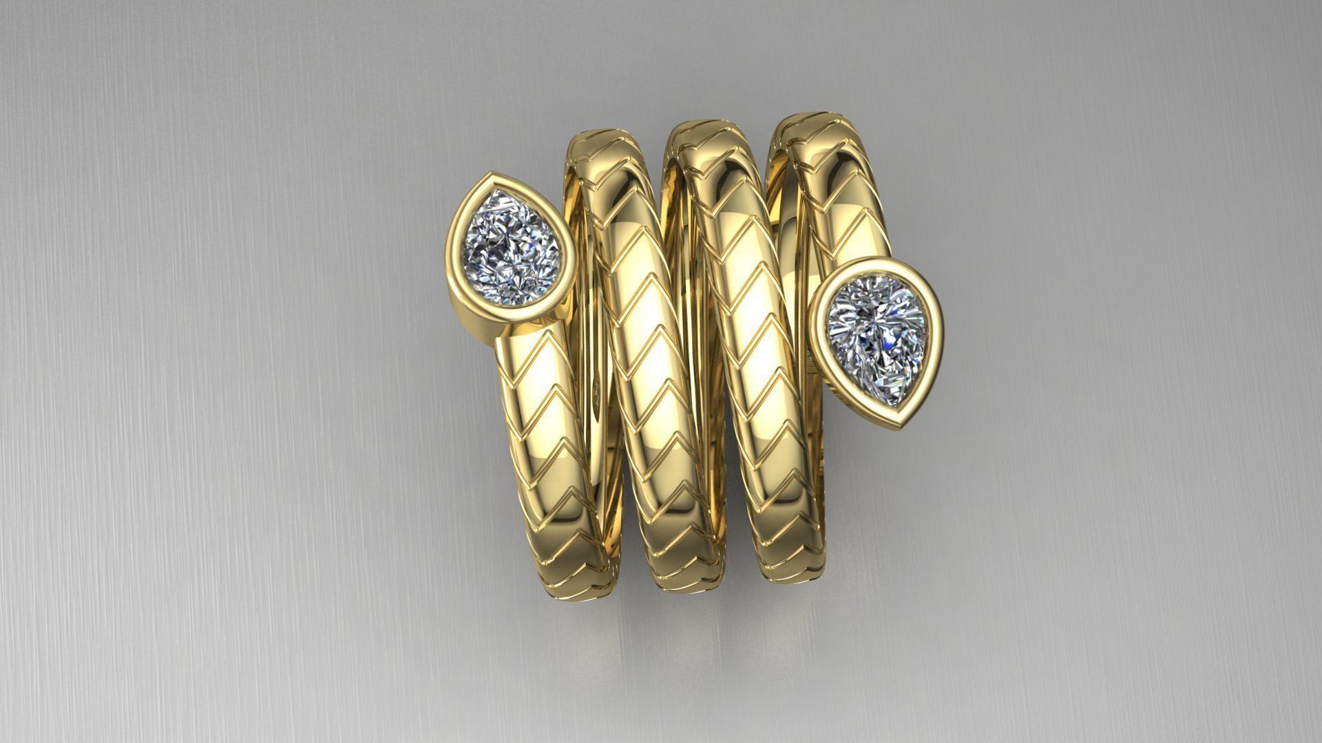 twisted snake ring 3D print model_1