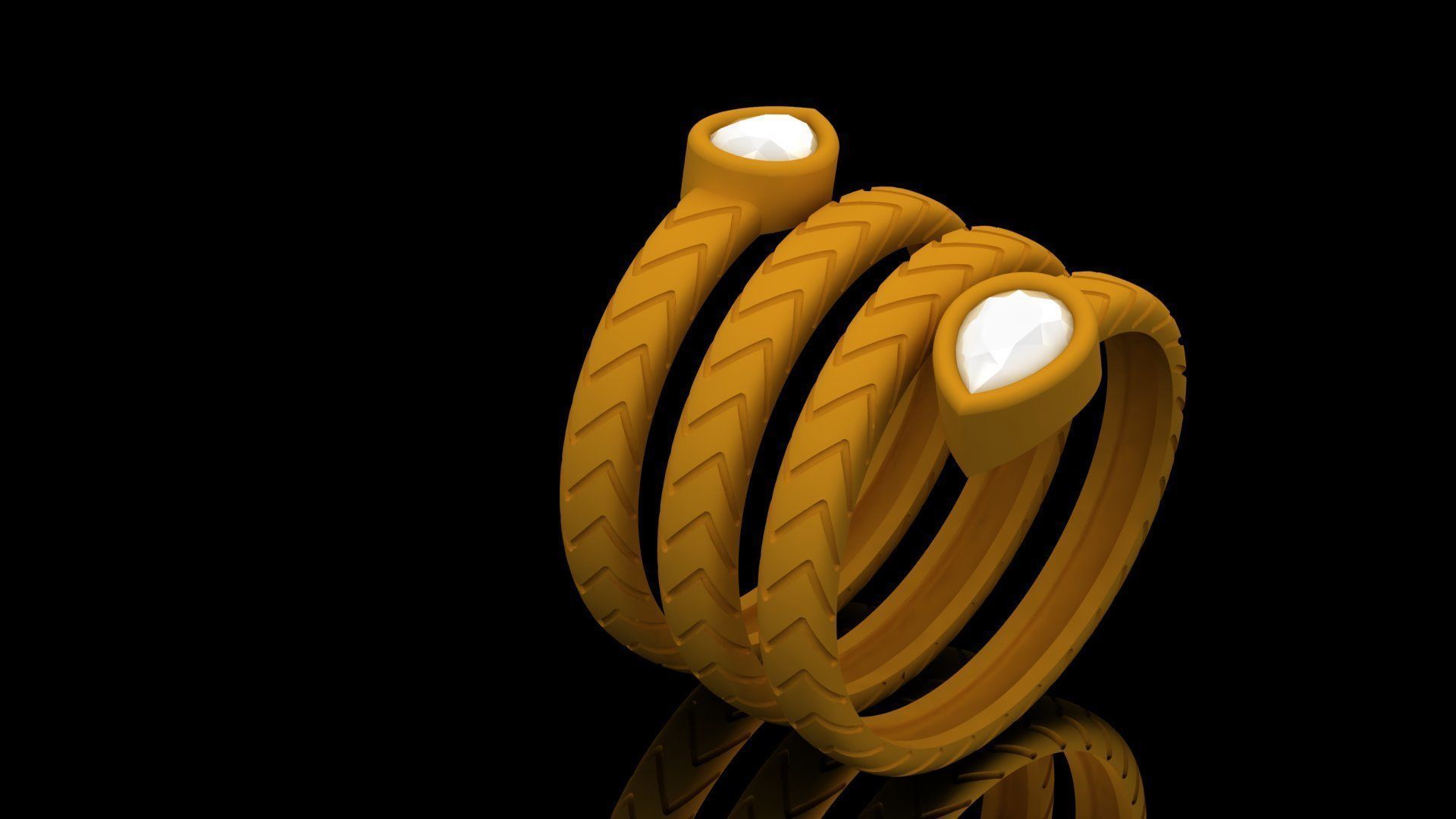 twisted snake ring 3D print model_5
