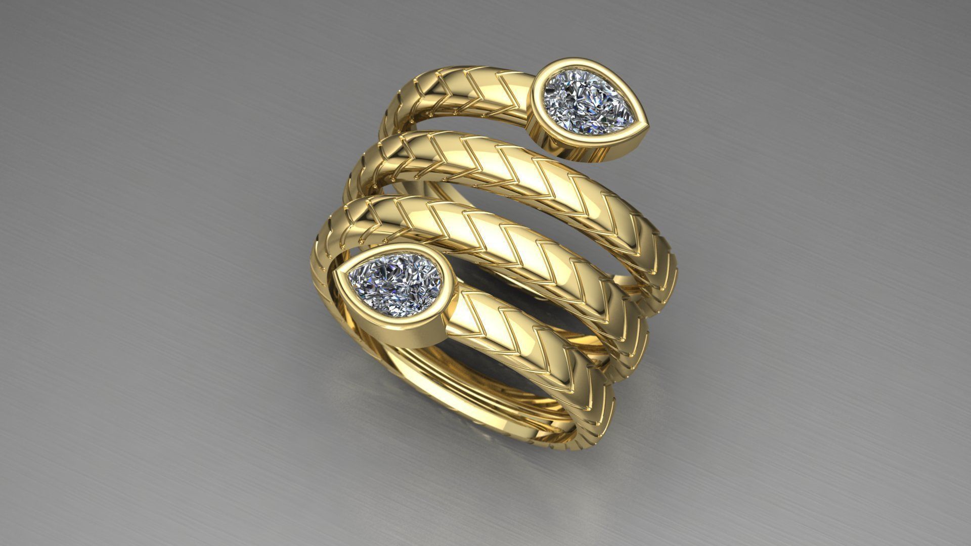 twisted snake ring 3D print model_2