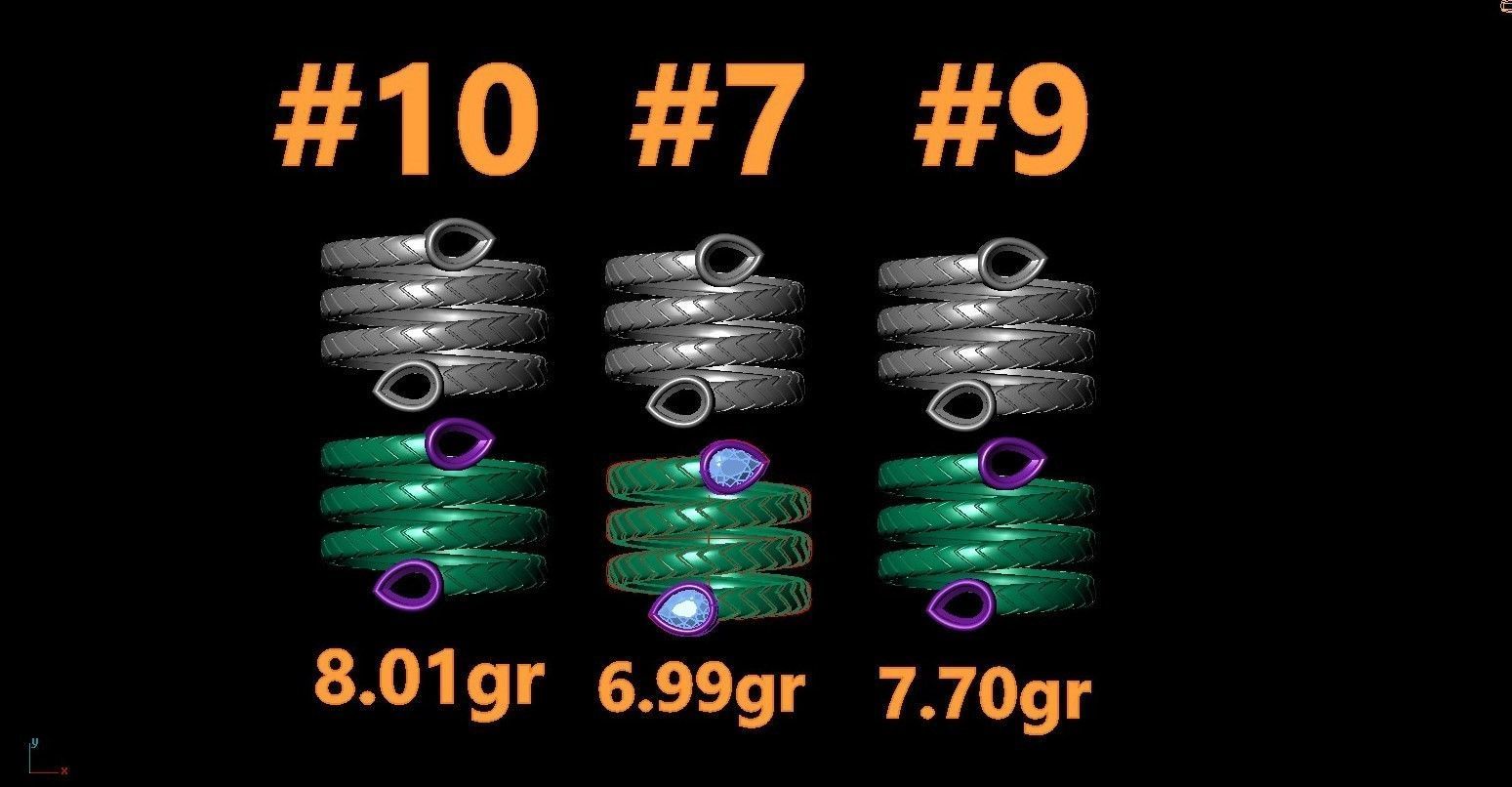 twisted snake ring 3D print model_6