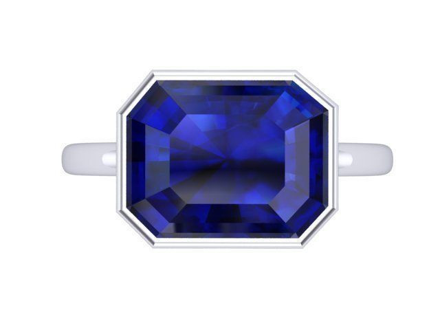 Sapphire Silver Ring 3D print model_1