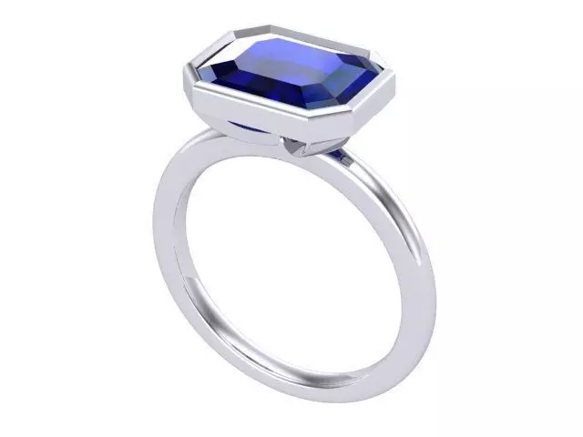 Sapphire Silver Ring 3D print model_0