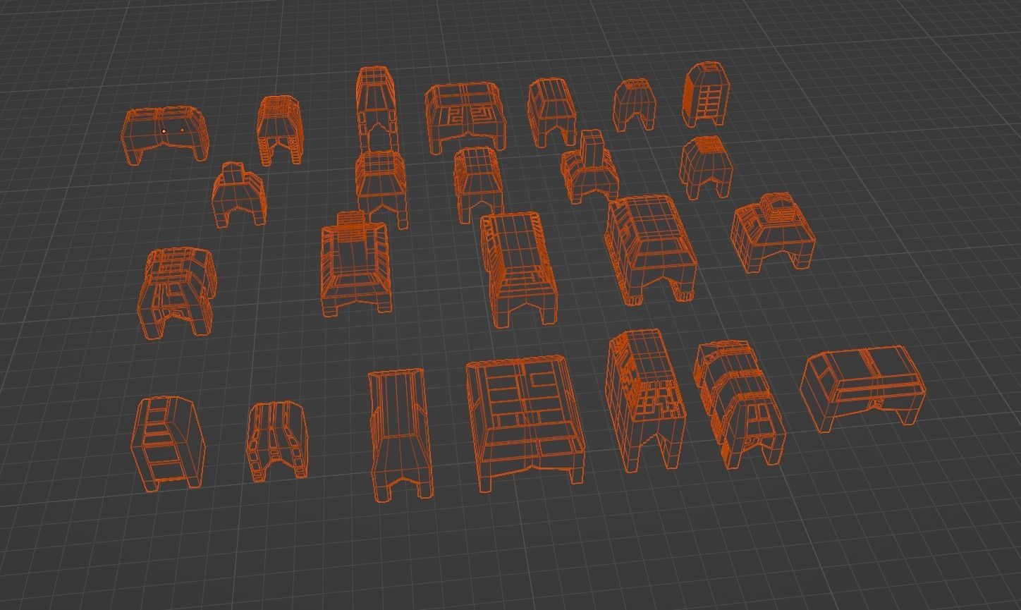 Scifi City Kitbash Building 3D model_13