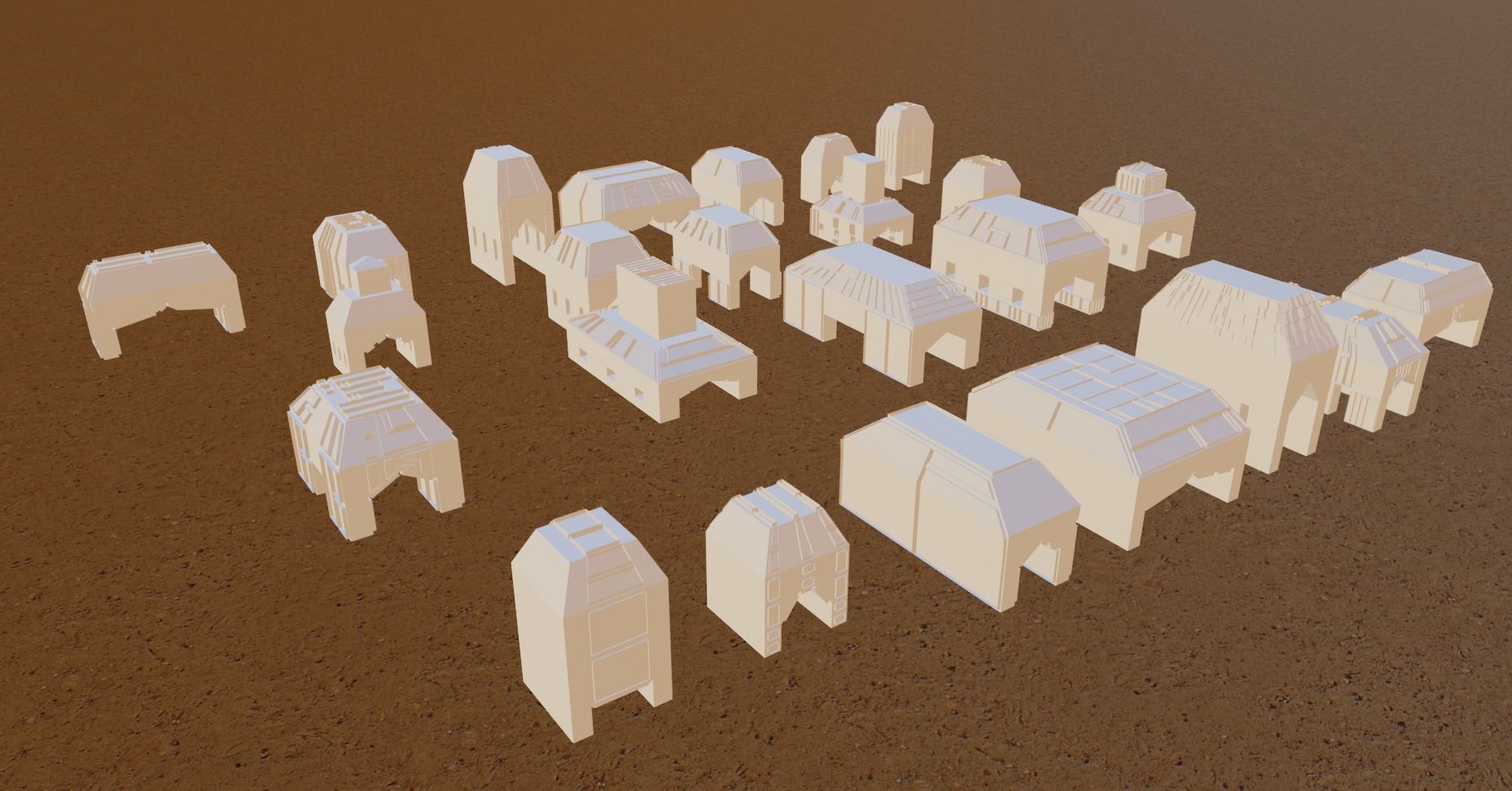 Scifi City Kitbash Building 3D model_4