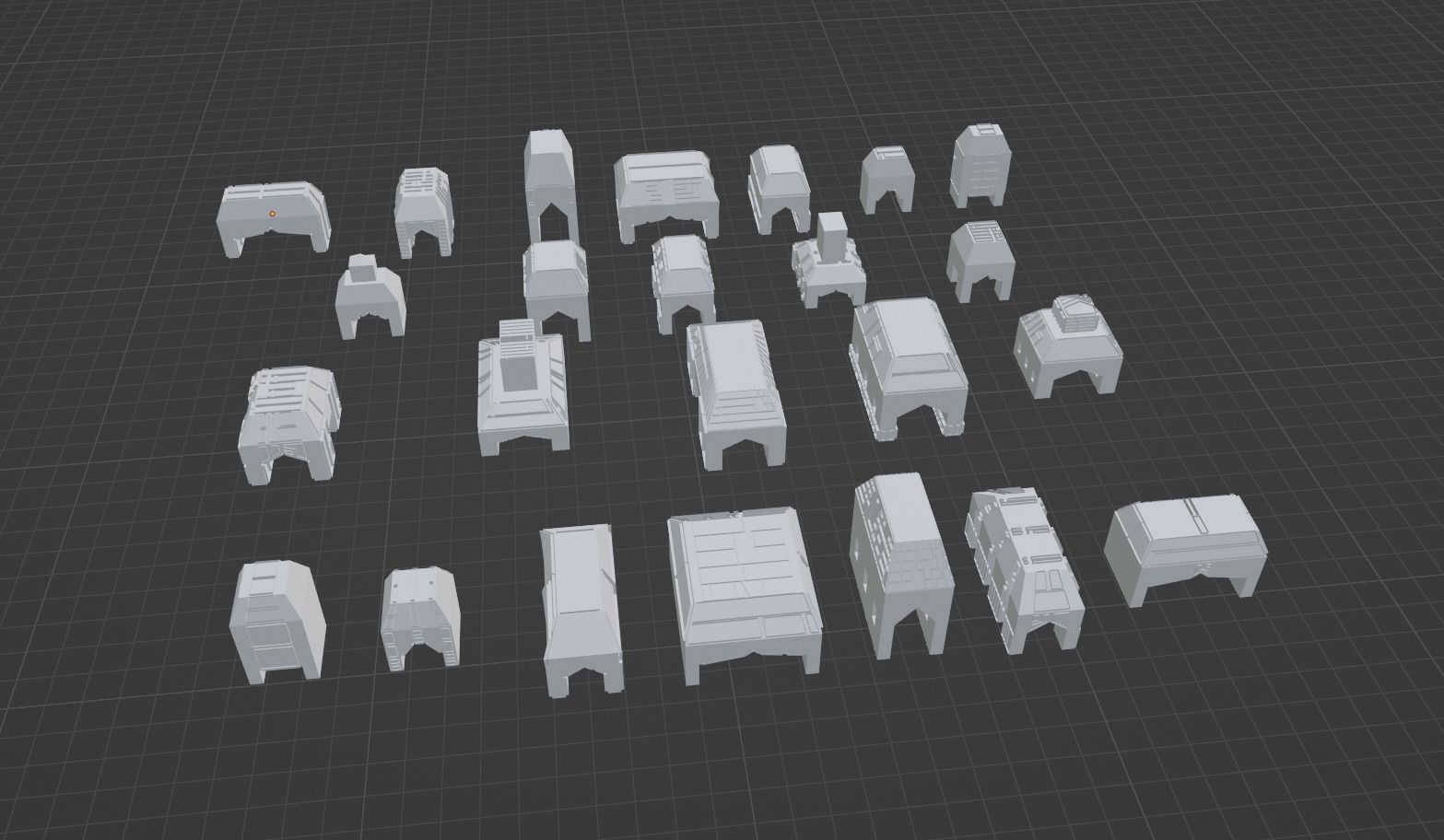 Scifi City Kitbash Building 3D model_14