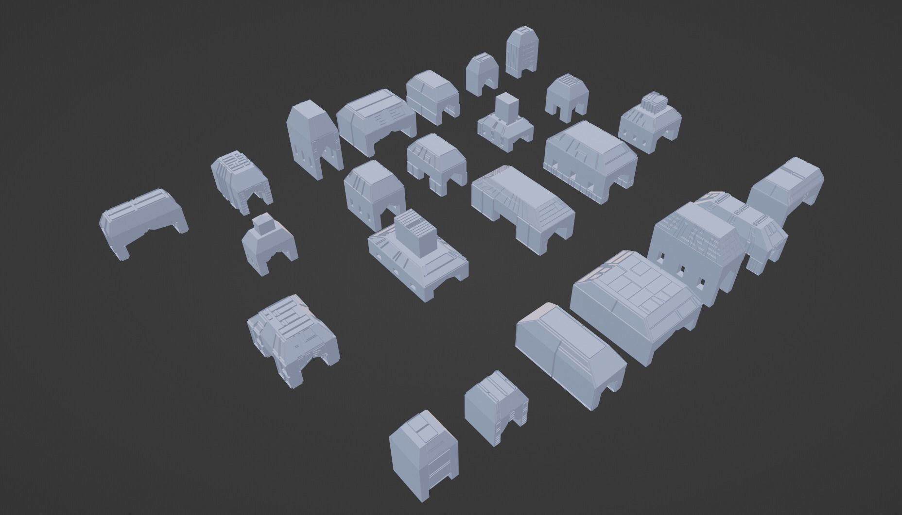 Scifi City Kitbash Building 3D model_8