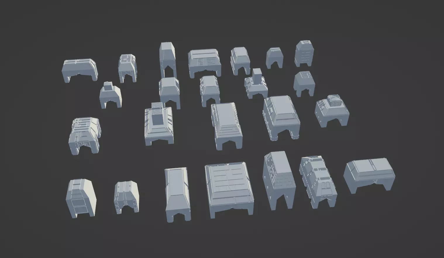 Scifi City Kitbash Building 3D model_0