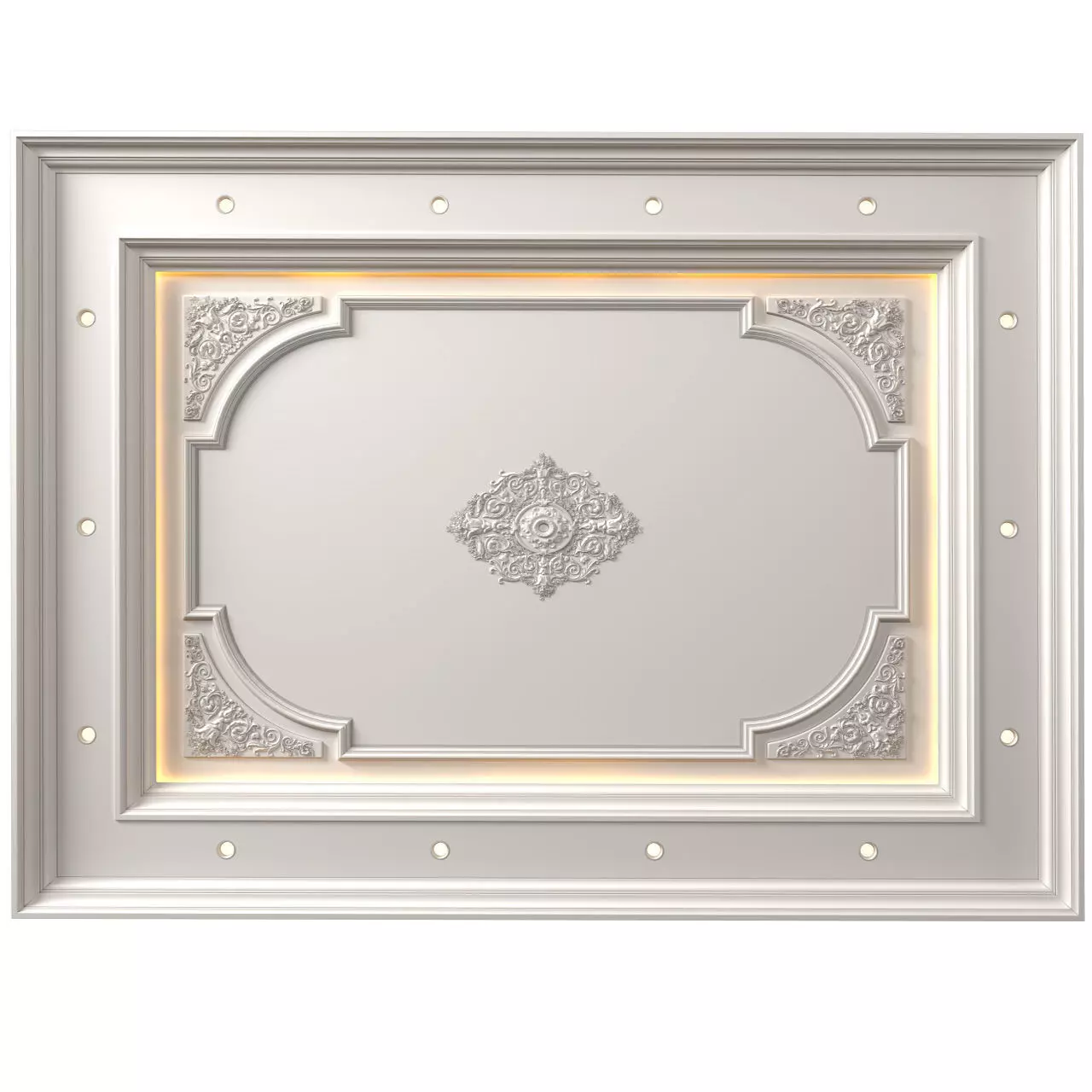 Ceiling coffered with lighting in a classic style 3D model_0