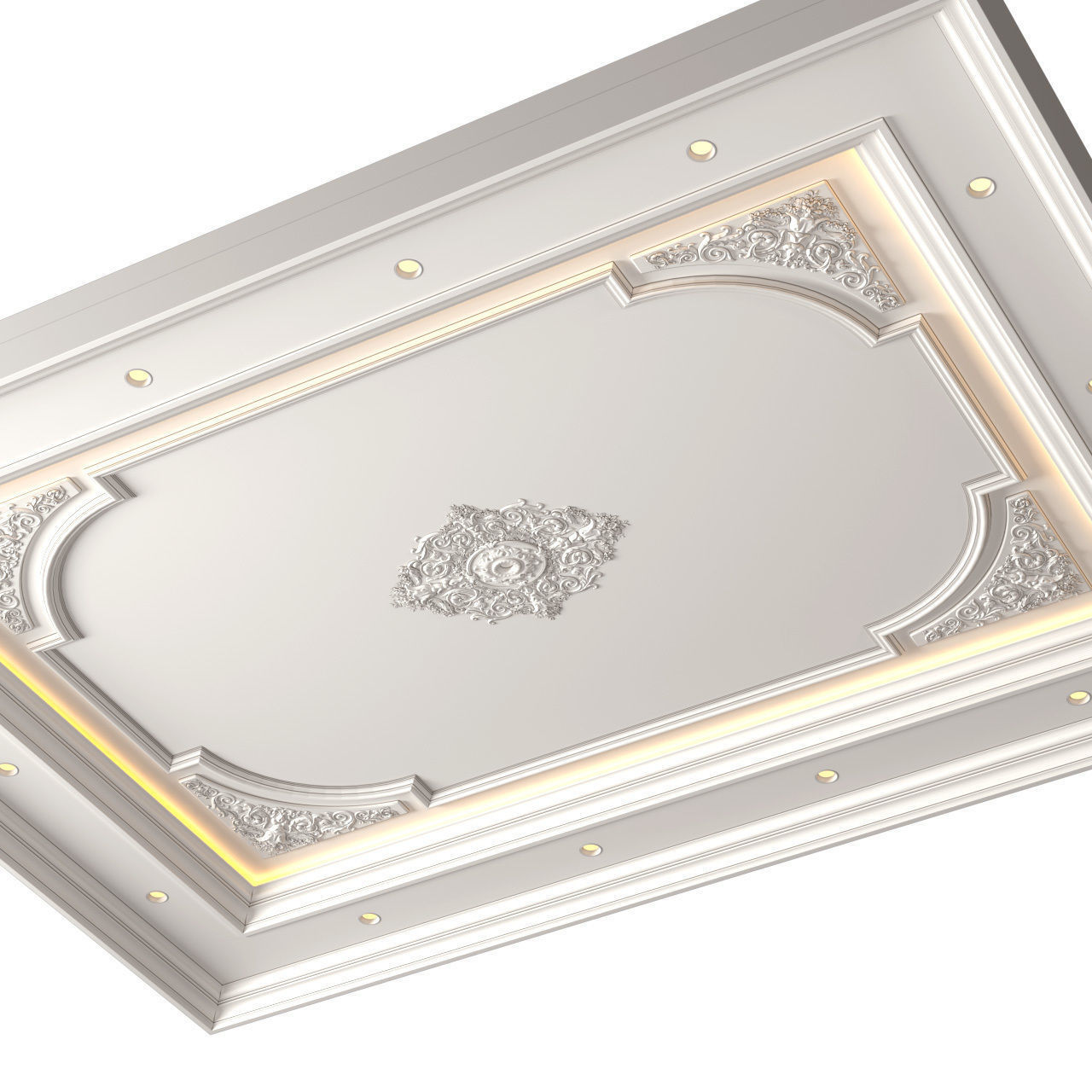 Ceiling coffered with lighting in a classic style 3D model_1