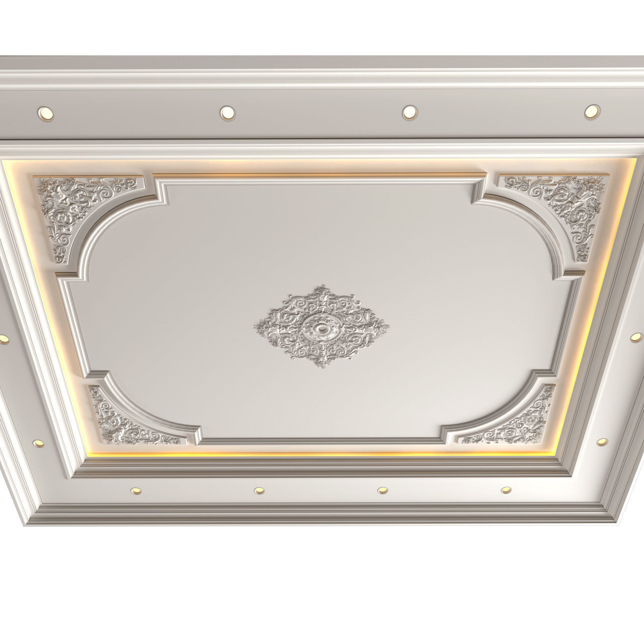 Ceiling coffered with lighting in a classic style 3D model_2