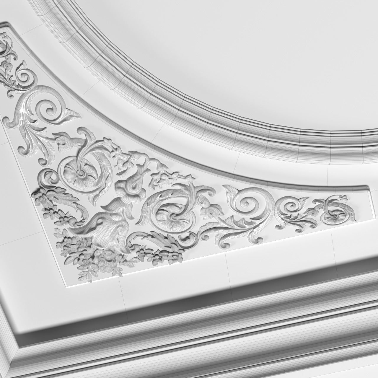 Ceiling coffered with lighting in a classic style 3D model_7