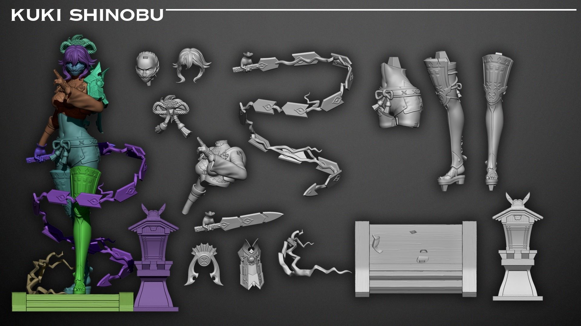 Kuki Shinobu - Genshin Impact 3D print model_8